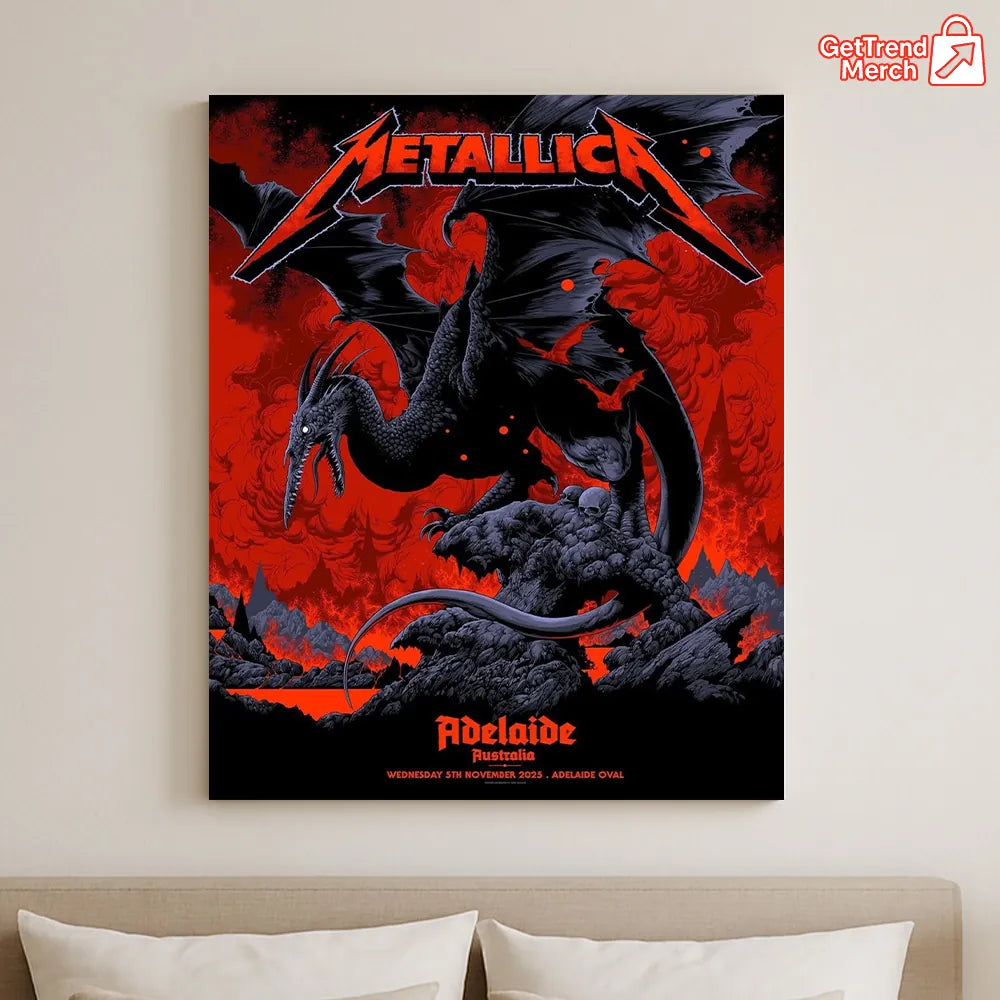 Metallica M72 World Tour November 5, 2025 Adelaide, Australia - Adelaide Oval Poster Canvas Wall Art