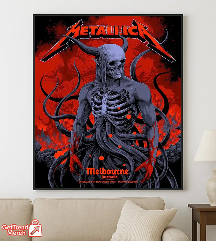 Metallica M72 World Tour November 8, 2025 Melbourne Australia Marvel Stadium Poster Canvas Wall Art