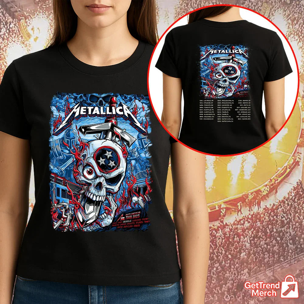 Metallica Nashville 2025 Warrior Skull T-Shirt | M72 North American Tour Shirt – May 1 Nissan Stadium - Get Trend Merch