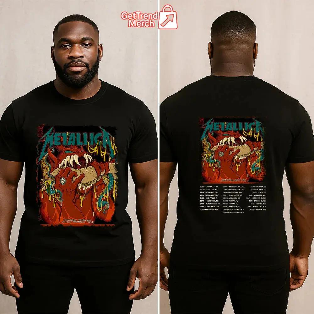 Metallica Philadelphia 2025 Night 1 T-Shirt | Red Monster Bite Tour Tee – Lincoln Financial Field - Get Trend Merch