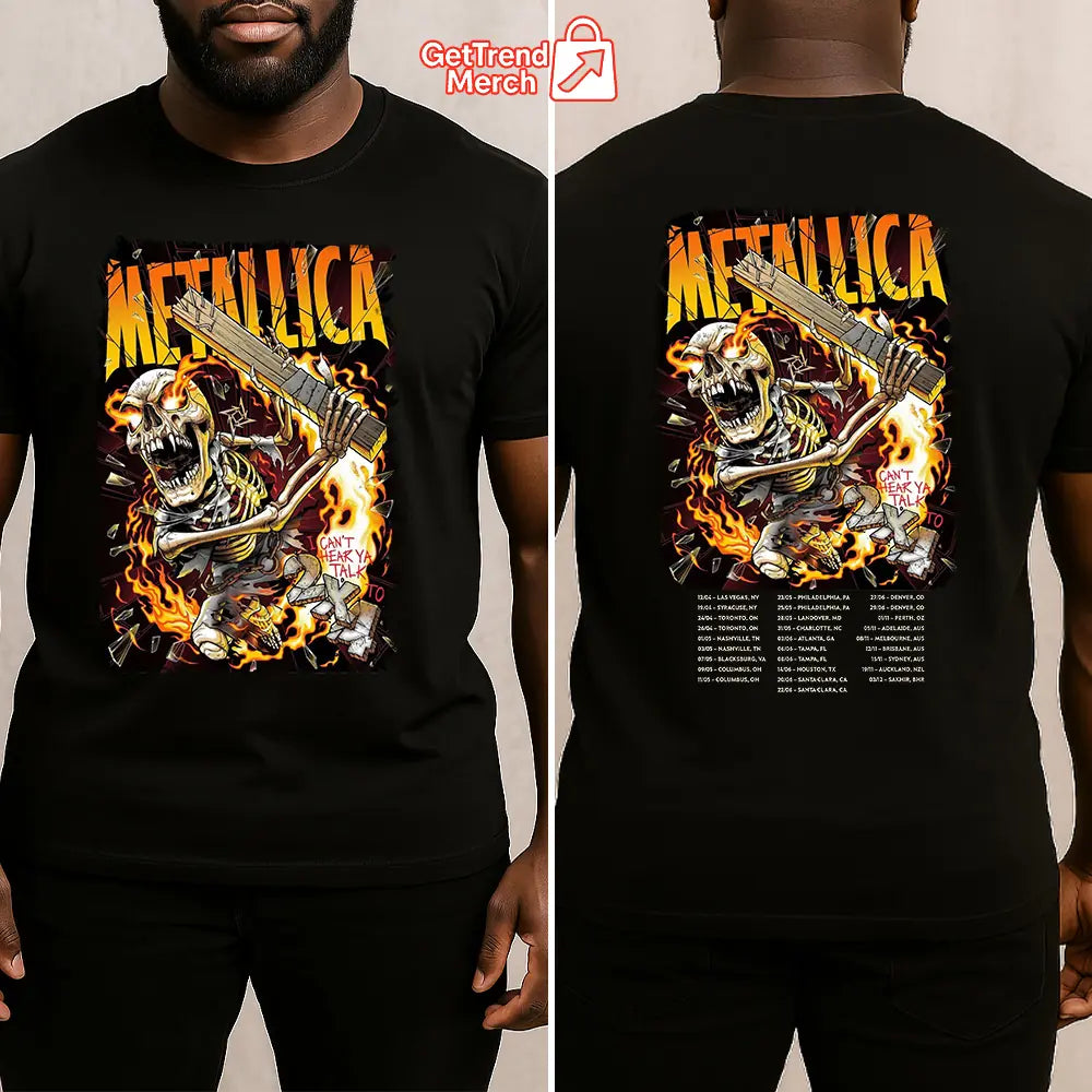 Metallica Skeleton Flames Graphic Shirt