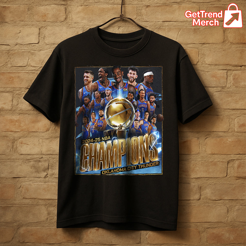 Oklahoma City Thunder 2025 NBA Champions Shirt – Finals Trophy Team Celebration Tee