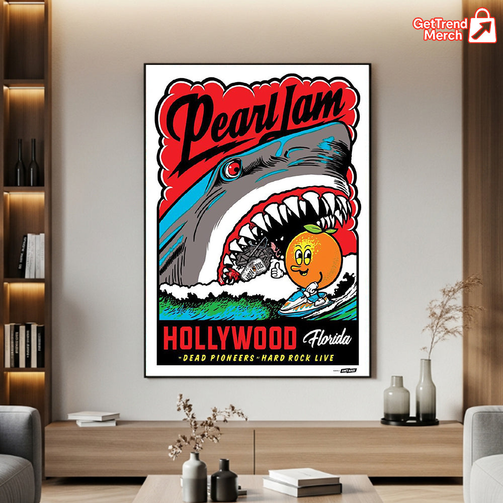 Pearl Jam Hollywood FL Concert Poster – Hard Rock Live Hollywood, FL April 24 2025 “Dead Pioneers” Event Print by Coby Schultz - Get Trend Merch