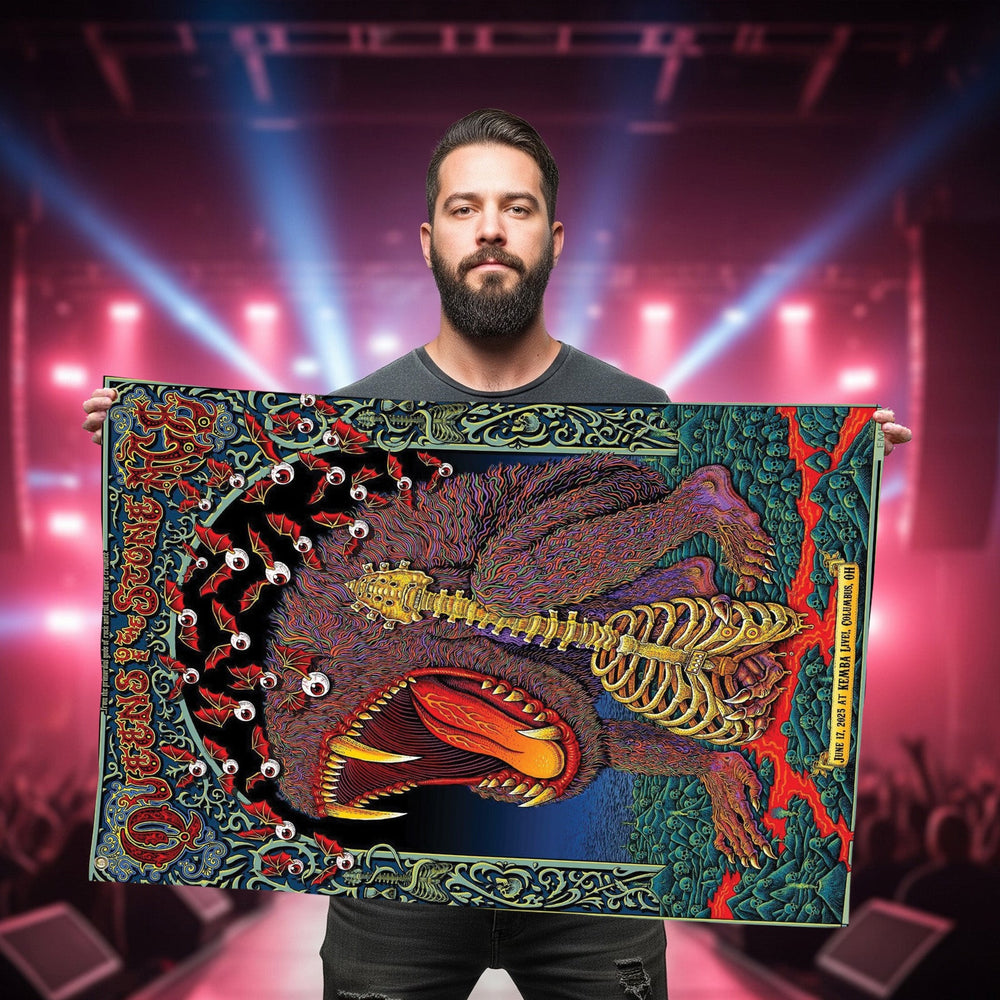 Queens Of The Stone Age Concert Tour 2025, Columbus Ohio, June 17, KEMBA Live, Poster Art Flag, 2-Sided House Flag, Limited Edition Tour Merch - Get Trend Merch