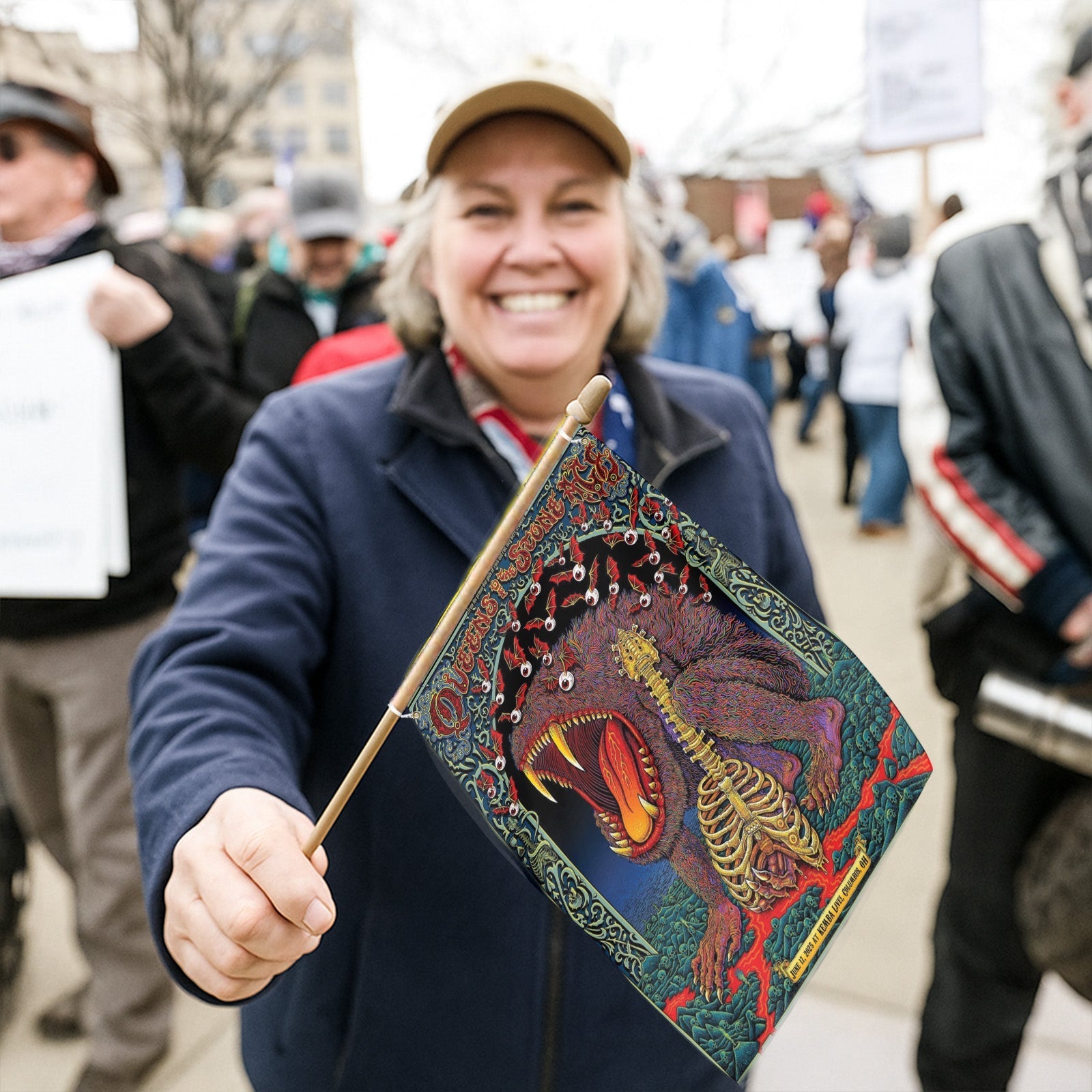 Queens Of The Stone Age Concert Tour 2025, Columbus Ohio, June 17, KEMBA Live, Poster Art Flag, 2-Sided House Flag, Limited Edition Tour Merch - Get Trend Merch