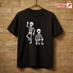Subtle Skeletons Halloween T-Shirt – Funny Minimal Skeleton Graphic Tee - Get Trend Merch