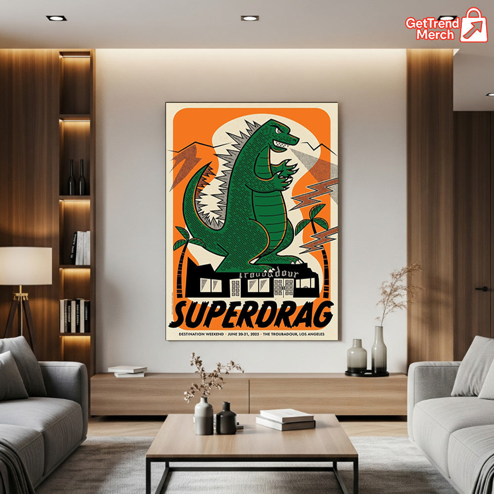 Superdrag Destination Weekend Poster Canvas – The Troubadour LA 2025 Limited Edition by Daykamp Creative, 12x18 Gig Print Wall Art - Get Trend Merch