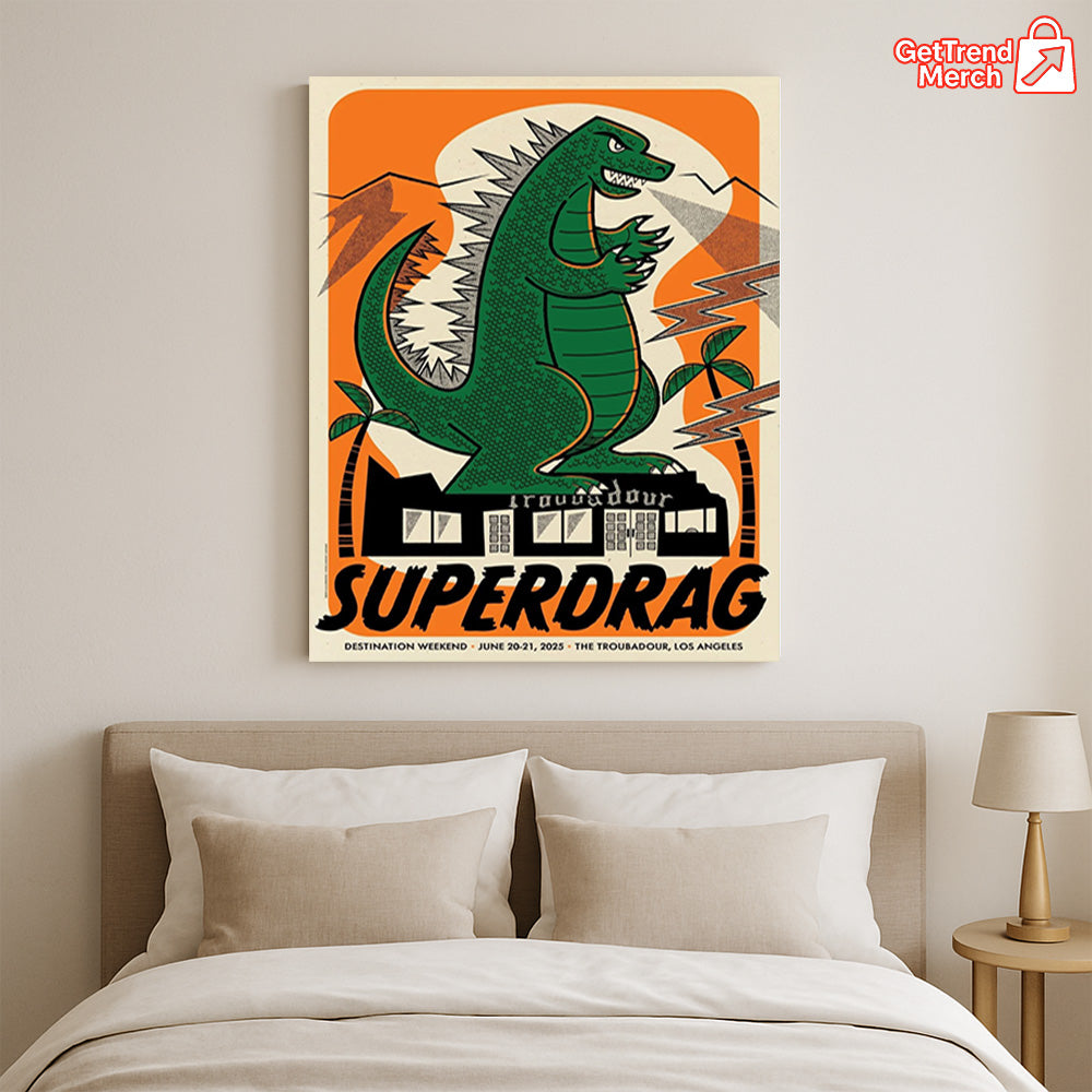 Superdrag Destination Weekend Poster Canvas – The Troubadour LA 2025 Limited Edition by Daykamp Creative, 12x18 Gig Print Wall Art - Get Trend Merch