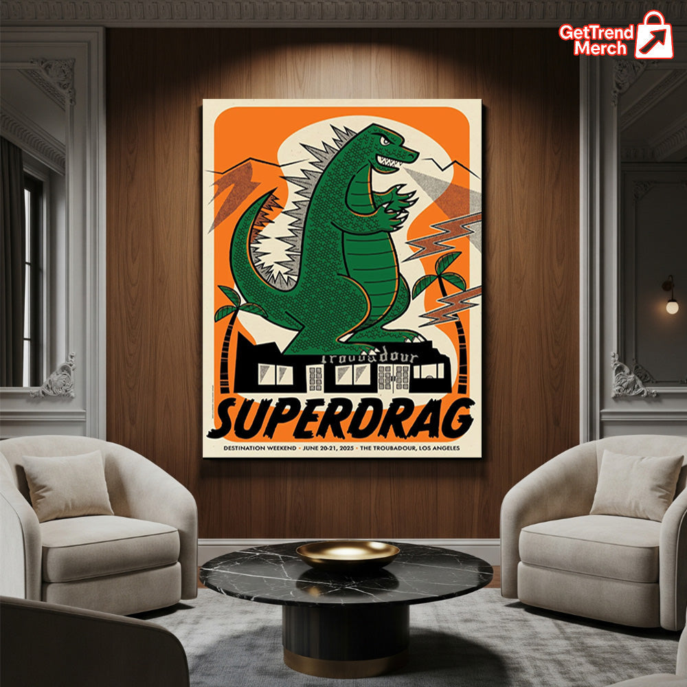 Superdrag Destination Weekend Poster Canvas – The Troubadour LA 2025 Limited Edition by Daykamp Creative, 12x18 Gig Print Wall Art - Get Trend Merch