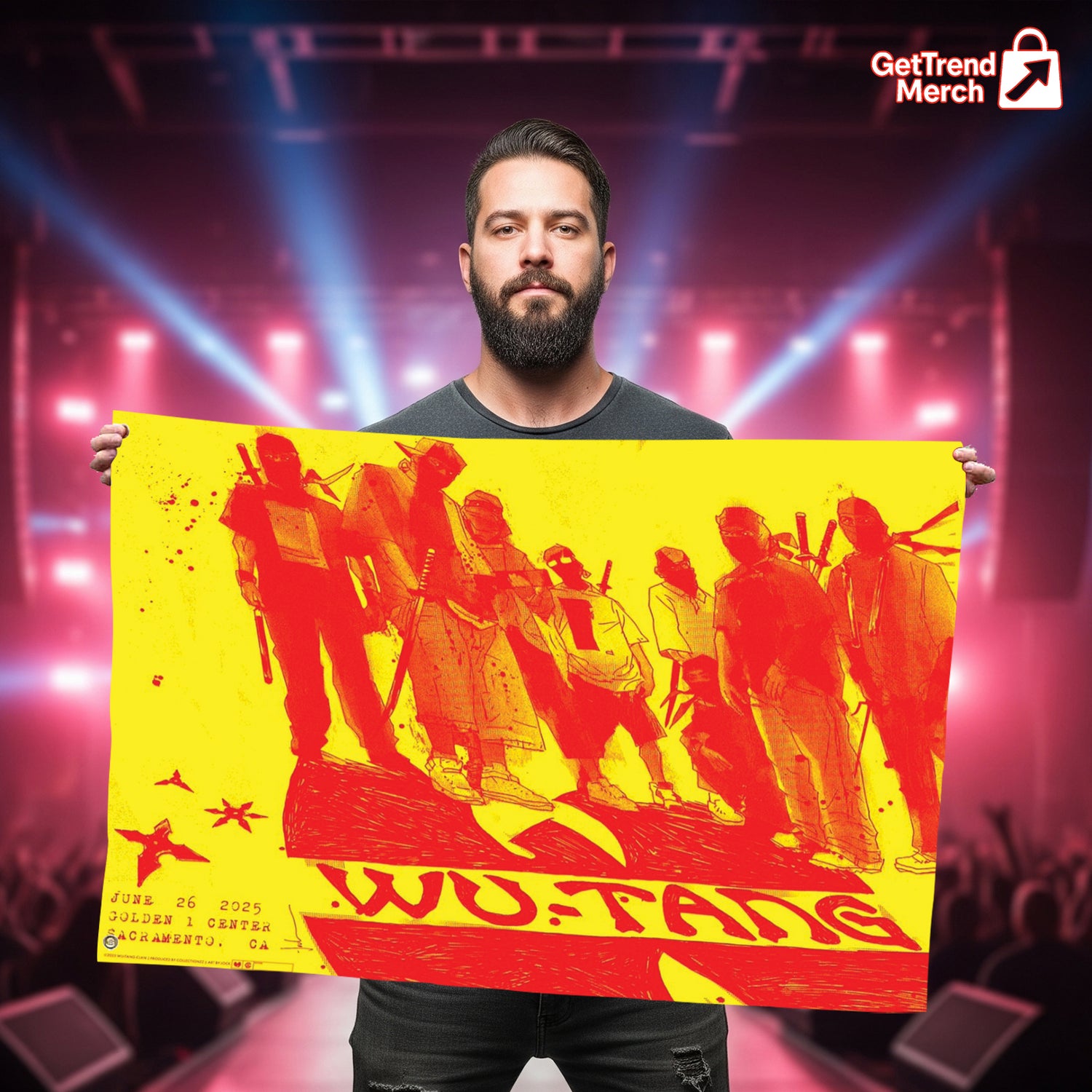 Wu-Tang Clan Sacramento Flag – June 26 2025 Golden 1 Center Concert Banner